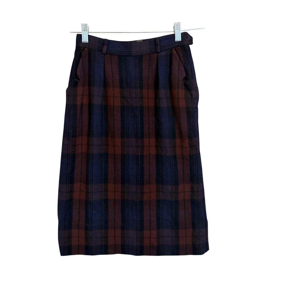 Vintage Century of Boston Skirt 24 Brown Wool Mini Plaid Academia Ivy League
